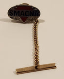 Vintage SMACNA Sheet Metal and Air Conditioning Contractors' National Association Enamel Silver Tone Metal Tie Tack Pin with Chain