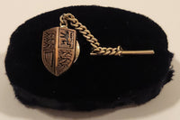 Vintage Coat of Arms Metal Tie Tack Pin with Chain