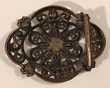 Vintage Victorian Style Flower Shaped Rhinestone Covered Metal Belt Buckle