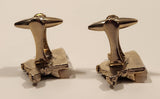 Vintage 1945 Stratton Pat. L 144.883 Medieval Knight With Sword and Shield Mother Of Pearl Silver Tone Metal Cufflinks In Case