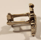 Vintage 1945 Stratton Pat. L 144.883 Medieval Knight With Sword and Shield Mother Of Pearl Silver Tone Metal Cufflinks In Case