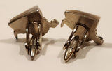 Vintage 1945 Stratton Pat. L 144.883 Medieval Knight With Sword and Shield Mother Of Pearl Silver Tone Metal Cufflinks In Case