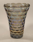 Vintage Federal Glass Yorktown Colonial Smokey Black Iridescent 8" Tall Carnival Glass Vase