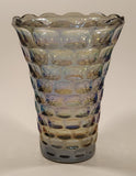 Vintage Federal Glass Yorktown Colonial Smokey Black Iridescent 8" Tall Carnival Glass Vase