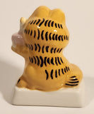 Vintage 1980s Enesco Style Garfield Holding Birthday Cake Porcelain Figurine