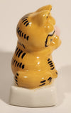 Vintage 1980s Enesco Style Garfield Holding Birthday Cake Porcelain Figurine
