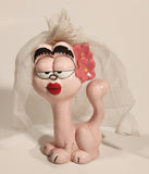 Vintage 1982 Enesco United Features Syndicate Garfield Arlene Bride Porcelain Figurine with Veil