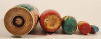 Vintage U.S.S.R Soviet Union Russian Hand Painted Women and Men Wooden Nesting Dolls Set of 5