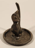 Vintage MCM Cat Silver Plated Zing Ring Holder with Blue Velvet Bottom