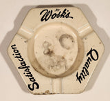 Vintage Mid Century At Wosk's Satisfaction Quality White Porcelain Enamel Ashtray