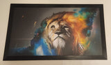Colorful Lion Cosmic Galaxy Rainbow Large 25" x 46" Framed Hardboard Art Print Painting