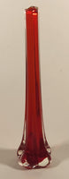 Vintage Murano Clear and Blood Red Art Glass 10" Bud Vase