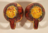 Vintage Art Studio Pottery Orange and Red Drip Glaze Salt and Pepper Shakers Set with Handles Signed EMM