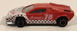 Vintage Majorette No. 237 Lamborghini Countach #78 Racing Team Red White Black Checkered 1/56 Scale Die Cast Toy Car Vehicle