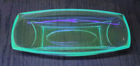Vintage Hazel Atlas Capri Blue Banana Split Celery Relish Candy Narrow Serving Uranium Glass Dish