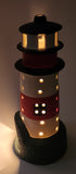 Red and White Lighthouse Shaped 7 1/2" Tall Hand Painted Ceramic Tea Light Candle Holder