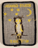 Scouts Canada Nite Hike Owl Stars Moon 2 1/2" x 3 1/2" Embroidered Fabric Patch Badge