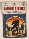 Everyname 100% Real Wood Stickers Hide And Seek World Champion 2" x 2" Wood Sticker Badge New in Package