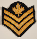 Canadian Army Sergeant Three Chevrons Maple Leaf 4 x 4 1/4" Fabric Patch Badge
