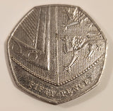 2019 UK Great Britain Royal Shield of Arms Fifty Pence Copper-Nickel Metal Coin