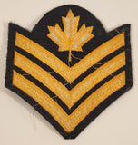 Canadian Army Sergeant Three Chevrons Maple Leaf 4 x 4 1/4" Fabric Patch Badge