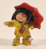 Vintage 1984 OAA Cabbage Patch Kids Girl in Yellow Rain Coat Holding Red Umbrella 2 5/8" PVC Toy Figure