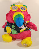 1987 Fisher Price Puffalump Wild Pink Toucan Parrot with Sunglasses 15" Stuffed Plush Toy