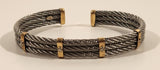 Gold and Silver Tone 3 Steel Cable Bracelet