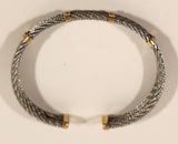 Gold and Silver Tone 3 Steel Cable Bracelet