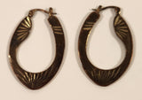 Etched Copper Tone Hoop Metal Earrings