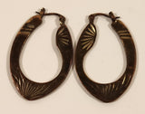 Etched Copper Tone Hoop Metal Earrings
