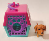Kidsmania Puppy Love Dog Daschund 1 1/4" Plastic Toy Figure and Dog House Carrier