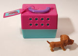 Kidsmania Puppy Love Dog Daschund 1 1/4" Plastic Toy Figure and Dog House Carrier