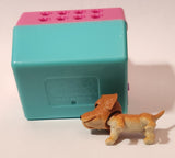 Kidsmania Puppy Love Dog Daschund 1 1/4" Plastic Toy Figure and Dog House Carrier