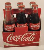 1990s Coca-Cola 6-Pack of Full Never Opened 237 mL Glass Bottles with Paper Carrier