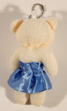 White Teddy Bear in Blue Dress with Blue Flowers 4" Stuffed Plush Toy with Key Chain