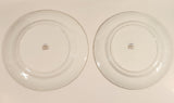 Antique c. 1947 H M Sutherland Bone China Evesham Purple and Pink Flowers Blue and Gold Trimmed 10" Dinner Plate Set of 2