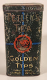Rare Antique Tetleys Tea Golden Tips Dark Green Tin Metal Container