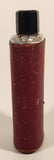 Vintage Red Leather Covered 5 1/8" Tall Glass Hip Flask Bottle with Black Plastic Lid