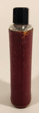 Vintage Red Leather Covered 5 1/8" Tall Glass Hip Flask Bottle with Black Plastic Lid
