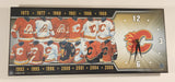 Frame Worth NHL Atlanta Flames Calgary Flames 1973 to 2008 Jersey and Logo History 7" x 16" Wood Plaque Wall Clock