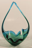 Vintage Chalet Lorraine Style Blue and Green 9" Basket Art Glass Candy Dish