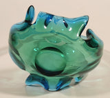 Vintage Chalet Lorraine Style Blue and Green 9" Basket Art Glass Candy Dish