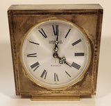 Vintage Caravelle Transistorized 6 Jewels 4 3/4" Brass Metal Desk Alarm Clock