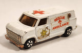 Vintage Unknown Brand Rescue Ambulance White Die Cast Toy Car Vehicle Made in Hong Kong