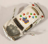 Volkswagen Beetle Bug #68 White with Paw Prints Pull Back Die Cast Toy Car Vehicle with Opening Doors