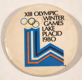 1980 Lake Placid XIII Olympic Winter Games 2 1/4" Round Button Pin