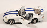 Kinsmart Dodge Viper GTSR White with Blue Stripes Pull Back 1/36 Scale Die Cast Toy Car Vehicle with Opening Doors