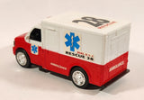 Ambulance #28 Rescue Red and White Plastic Push and Go Die Cast Toy Car Vehicle