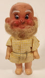 Vintage Old Man Hobo Hillbilly Doll with Burlap Clothes and Private Parts 4 1/2" Plastic and Rubber Toy Doll Figure